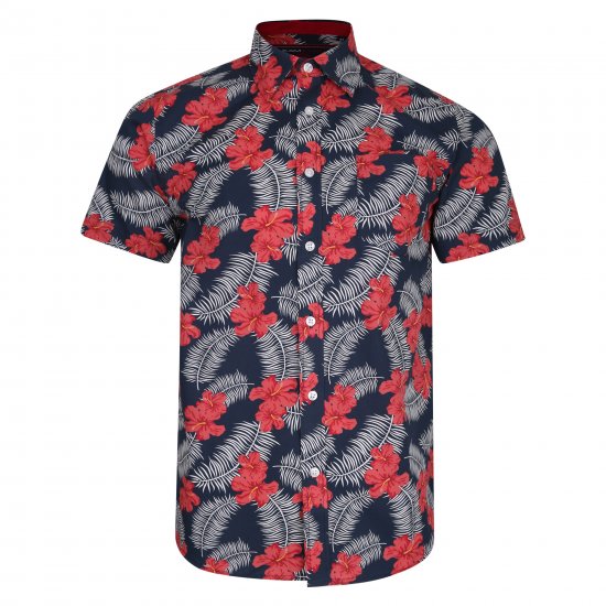 Kam Jeans 6207 Floral Print Shirt Navy - Camisas - Camisas 2XL-10XL