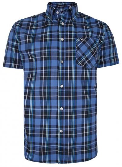 Kam Jeans 6208 SS Casual Check Shirt Denim - Camisas - Camisas 2XL-10XL