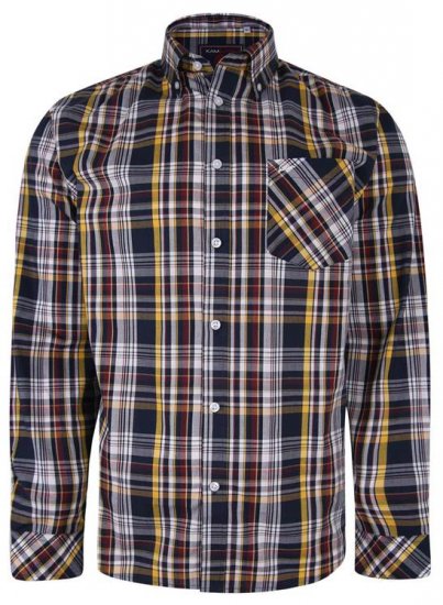 Kam Jeans 6208 LS Casual Check Shirt Navy - Camisas - Camisas 2XL-10XL