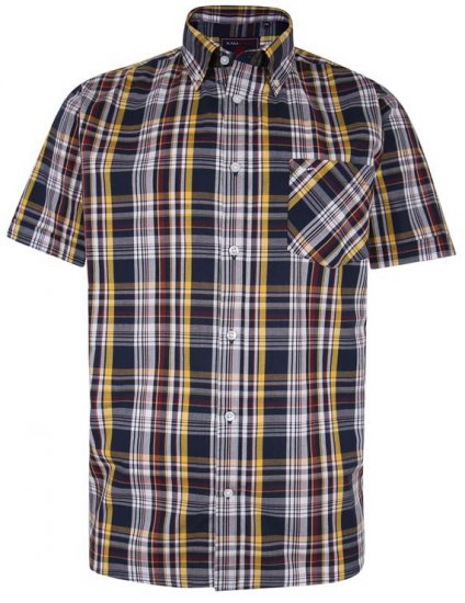 Kam Jeans 6208 SS Casual Check Shirt Navy - Camisas - Camisas 2XL-10XL