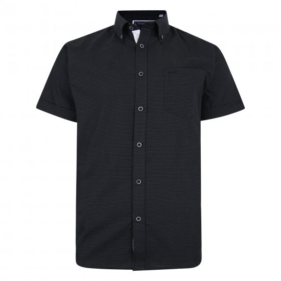 Kam Jeans 6210 SS Dobby Stitch Shirt Black - Camisas - Camisas 2XL-10XL