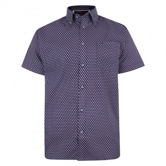 Kam Jeans 6211 SS Dobby Print Shirt Navy - Camisas - Camisas 2XL-10XL