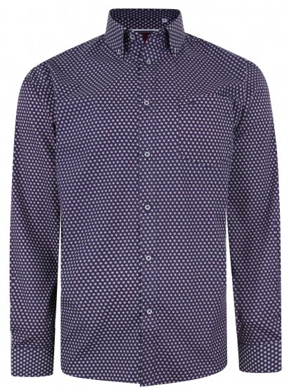 Kam Jeans 6211 LS Dobby Stitch Shirt Navy - Camisas - Camisas 2XL-10XL