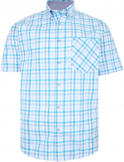 Kam Jeans 6215 Summer Check Shirt Turquoise - Camisas - Camisas 2XL-10XL