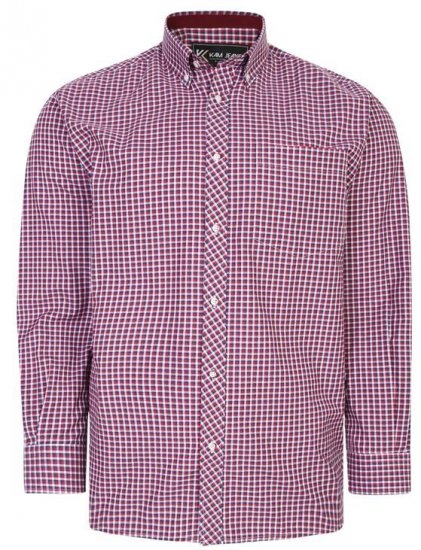 Kam Jeans 6219 LS Mini Gingham Check Shirt Red - Camisas - Camisas 2XL-10XL