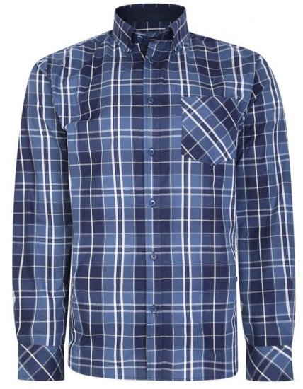 Kam Jeans 6221 Casual Checked Shirt Indigo - Camisas - Camisas 2XL-10XL