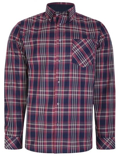 Kam Jeans 6221 Casual Checked Shirt Plum - Camisas - Camisas 2XL-10XL