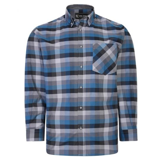 Kam Jeans 6222 Grazed Check Pattern Shirt Turquoise - Camisas - Camisas 2XL-10XL