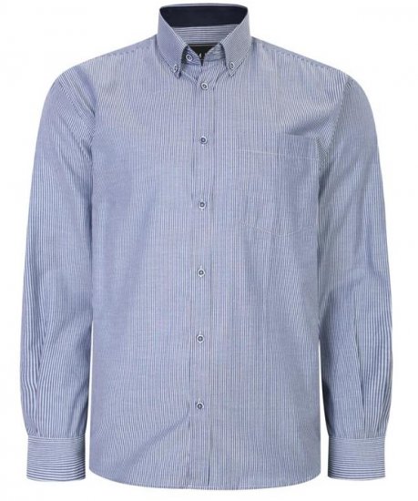 Kam Jeans 6224 LS Mini Stripe Shirt Navy - Camisas - Camisas 2XL-10XL