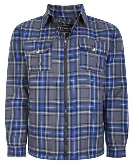 Kam Jeans 6231 Sherpa Lined Flannel Shirt with Zipper Charcoal - Camisas - Camisas 2XL-10XL