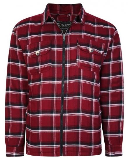 Kam Jeans 6231 Sherpa Lined Flannel Shirt with Zipper Burgundy - Camisas - Camisas 2XL-10XL