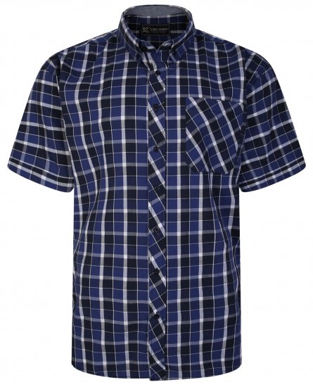 Kam Jeans 6240 SS Check Shirt Navy - Camisas - Camisas 2XL-10XL