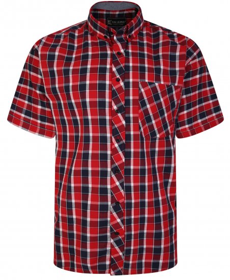 Kam Jeans 6240 SS Check Shirt Red - Camisas - Camisas 2XL-10XL