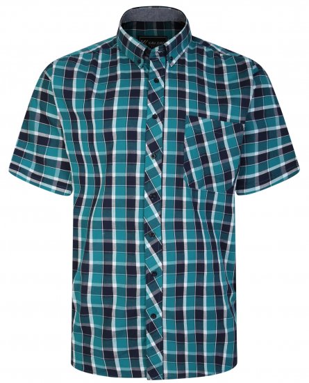 Kam Jeans 6240 SS Check Shirt Teal - Camisas - Camisas 2XL-10XL