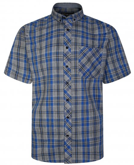 Kam Jeans 6241 SS Check Shirt Blue - Camisas - Camisas 2XL-10XL