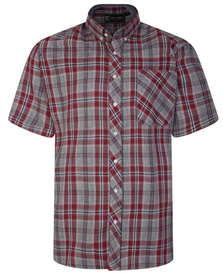Kam Jeans 6241 SS Check Shirt Burgundy - Camisas - Camisas 2XL-10XL