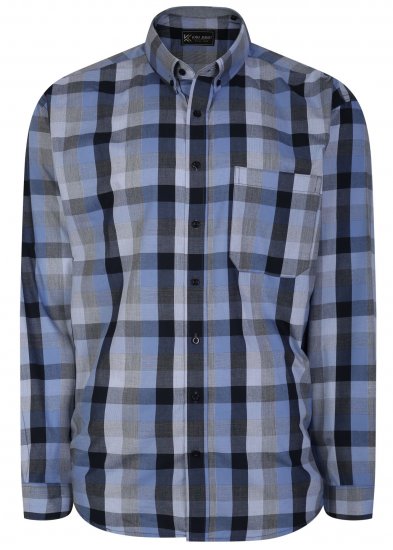Kam Jeans 6242 Long Sleeve Casual Checked Shirt Blue - Camisas - Camisas 2XL-10XL