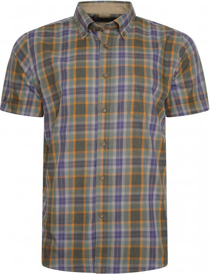 Kam Jeans 6282 Casual SS Check Shirt Brown - Camisas - Camisas 2XL-10XL