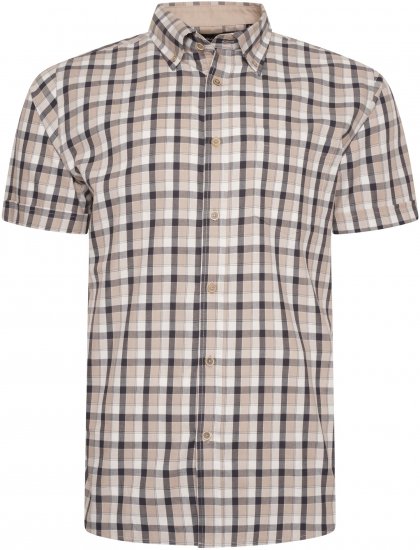 Kam Jeans 6282 Casual SS Check Shirt Beige - Camisas - Camisas 2XL-10XL