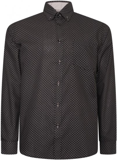 Kam Jeans 6299 Long Sleeve All Over Diamond Print Shirt Black - Camisas - Camisas 2XL-10XL