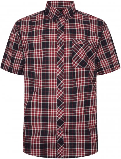 Kam Jeans 6301 Casual Check Short Sleeve Shirt Burgundy - Camisas - Camisas 2XL-10XL