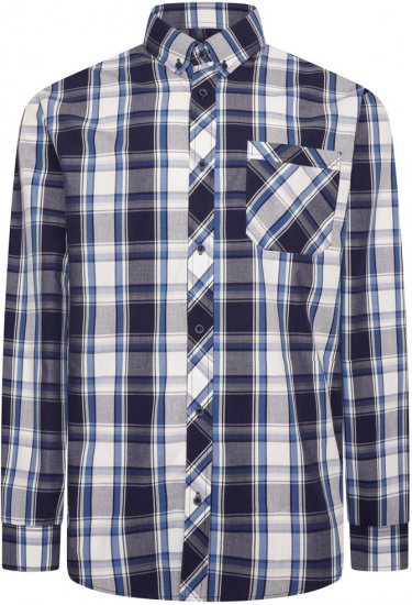 Kam Jeans 6301 LS Casual Check Shirt Navy - Camisas - Camisas 2XL-10XL