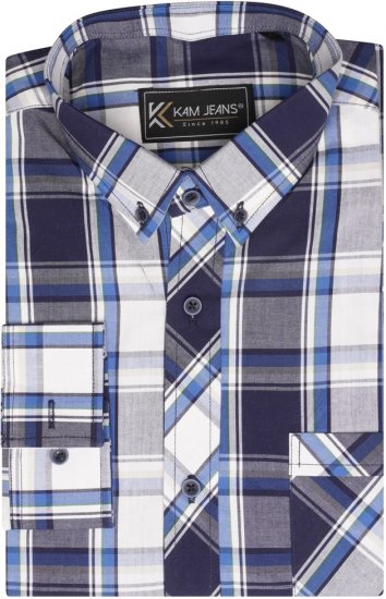 Kam Jeans 6301 LS Casual Check Shirt Navy - Camisas - Camisas 2XL-10XL