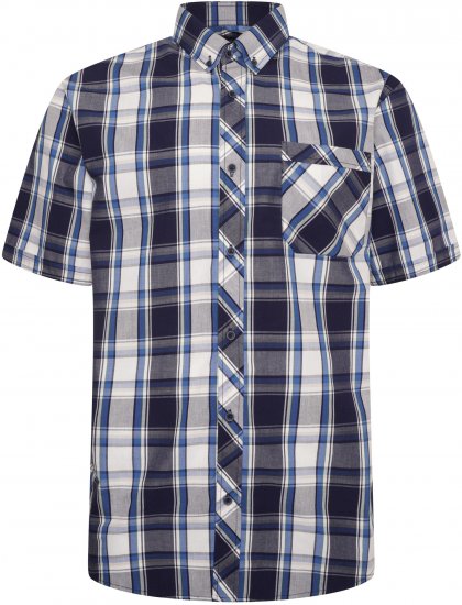 Kam Jeans 6301 Casual Check Short Sleeve Shirt Navy - Camisas - Camisas 2XL-10XL