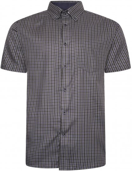 Kam Jeans 6302 Casual Gingham Check Shirt Charcoal - Camisas - Camisas 2XL-10XL