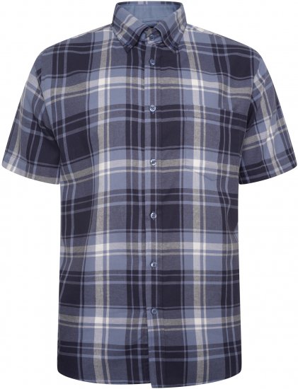 Kam Jeans 6303 Casual Check Short Sleeve Shirt Blue - Camisas - Camisas 2XL-10XL