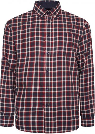 Kam Jeans 6303 Long Sleeve Casual Check Shirt Navy - Camisas - Camisas 2XL-10XL