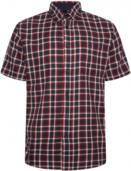 Kam Jeans 6303 Casual Check Short Sleeve Shirt Navy - Camisas - Camisas 2XL-10XL