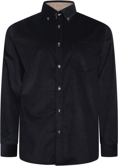 Kam Jeans 6304 Long Sleeve Fine Cotton Cordurouy Shirt Navy - Camisas - Camisas 2XL-10XL
