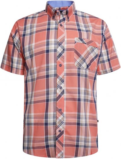 Kam Jeans 6312 Casual Check Short Sleeve Shirt Light Red - Camisas - Camisas 2XL-10XL