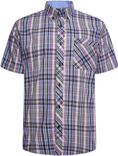 Kam Jeans 6313 Casual Check Short Sleeve Shirt Grey - Camisas - Camisas 2XL-10XL