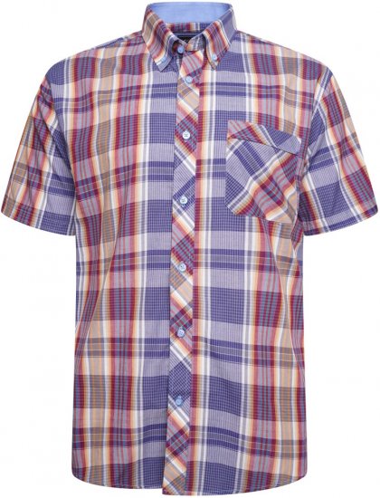 Kam Jeans 6314 Casual Check Short Sleeve Shirt Burgundy - Camisas - Camisas 2XL-10XL