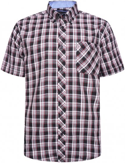 Kam Jeans 6316 Casual Check Short Sleeve Shirt Black - Camisas - Camisas 2XL-10XL