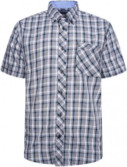 Kam Jeans 6316 Casual Check Short Sleeve Shirt Charcoal - Camisas - Camisas 2XL-10XL