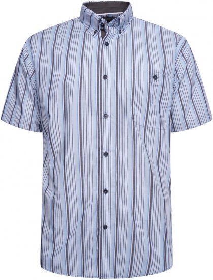 Kam Jeans 6320 Casual Stripe Short Sleeve Shirt Sky Blue - Camisas - Camisas 2XL-10XL