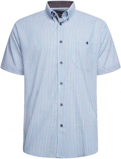 Kam Jeans 6321 Casual Stripe Short Sleeve Shirt Blue - Camisas - Camisas 2XL-10XL