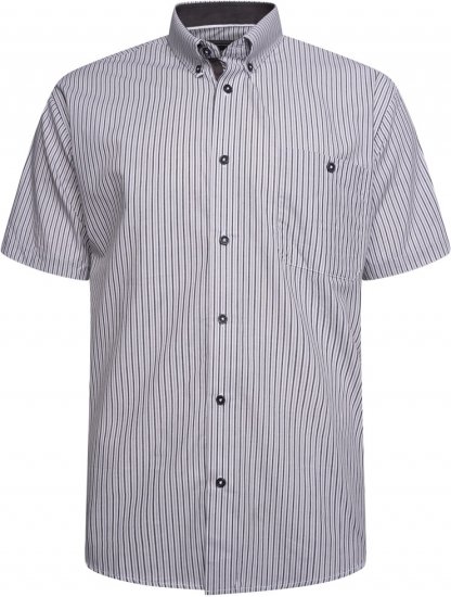 Kam Jeans 6321 Casual Stripe Short Sleeve Shirt Charcoal - Camisas - Camisas 2XL-10XL