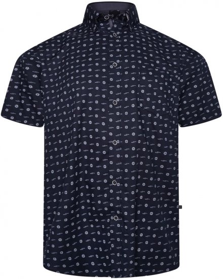 Kam Jeans 6325 Dobby Print Short Sleeve Shirt Black - Camisas - Camisas 2XL-10XL