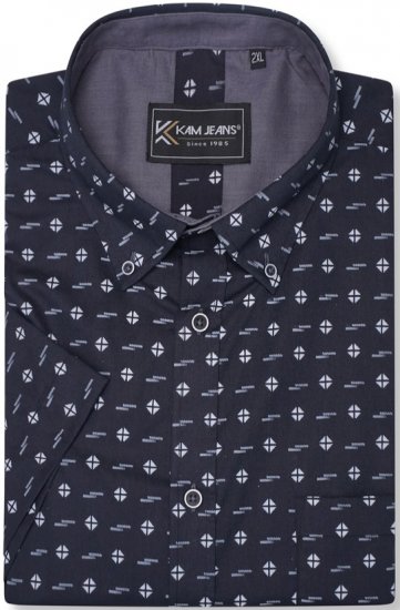Kam Jeans 6325 Dobby Print Short Sleeve Shirt Black - Camisas - Camisas 2XL-10XL
