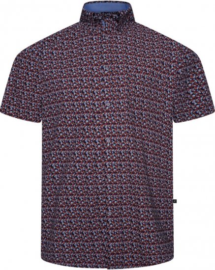 Kam Jeans 6326 Mini Floral Print Short Sleeve Shirt Navy - Camisas - Camisas 2XL-10XL