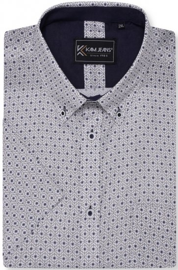 Kam Jeans 6328 AOP Geo Print Short Sleeve Shirt Charcoal - Camisas - Camisas 2XL-10XL