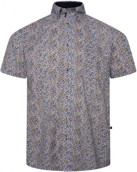Kam Jeans 6329 Mini Floral Print Short Sleeve Shirt Grey - Camisas - Camisas 2XL-10XL
