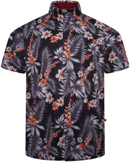 Kam Jeans 6330 AOP Floral Print Short Sleeve Shirt Navy - Camisas - Camisas 2XL-10XL
