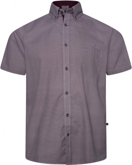 Kam Jeans 6332 AOP Dobby Print Shirt Burgundy - Camisas - Camisas 2XL-10XL