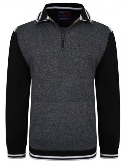 Kam Jeans 7032 Casual Sweater Black - Sudaderas - Sudaderas 2XL-12XL