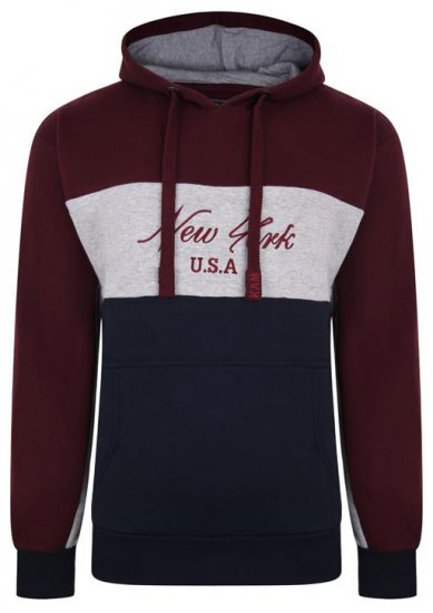 Kam Jeans 7033 NY Over The Head Hoodie Burgundy - Sudaderas - Sudaderas 2XL-12XL